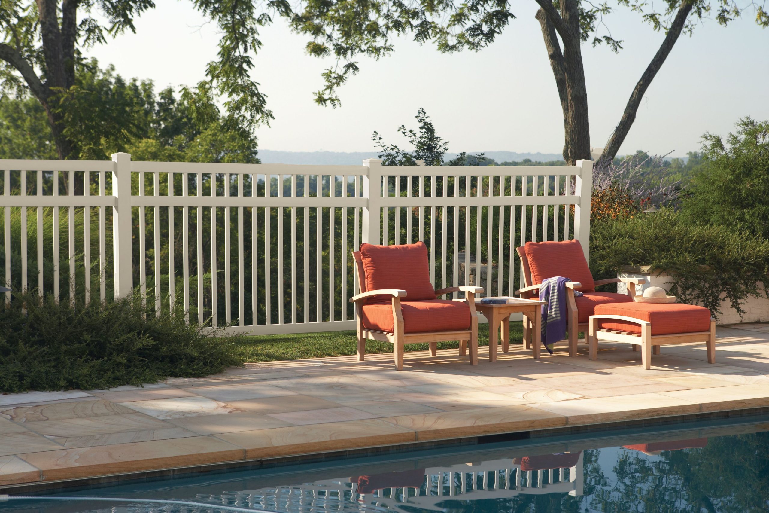 Closed Picket Vinyl Fence - Clay - Fence for pool and backyard