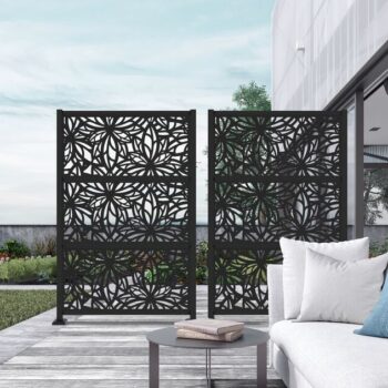 Sunnydaze Outdoor Lawn and Garden Metal Roman Style Decorative Border Fence  Panel Set - 9' - Black - 5pk - Walmart.com